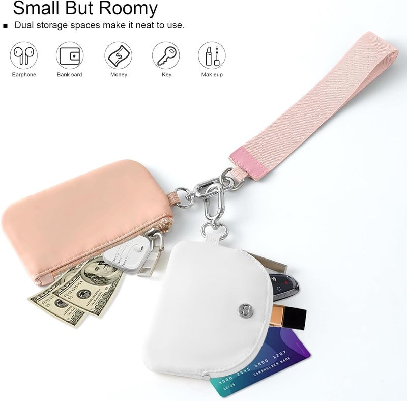 Babysun Mini Zip Around Dual Pouch Wristlet With 2 Straps Wristlet Keychain Wallet for Women Coin Purse Small Cute for Teen Girl - Image 4